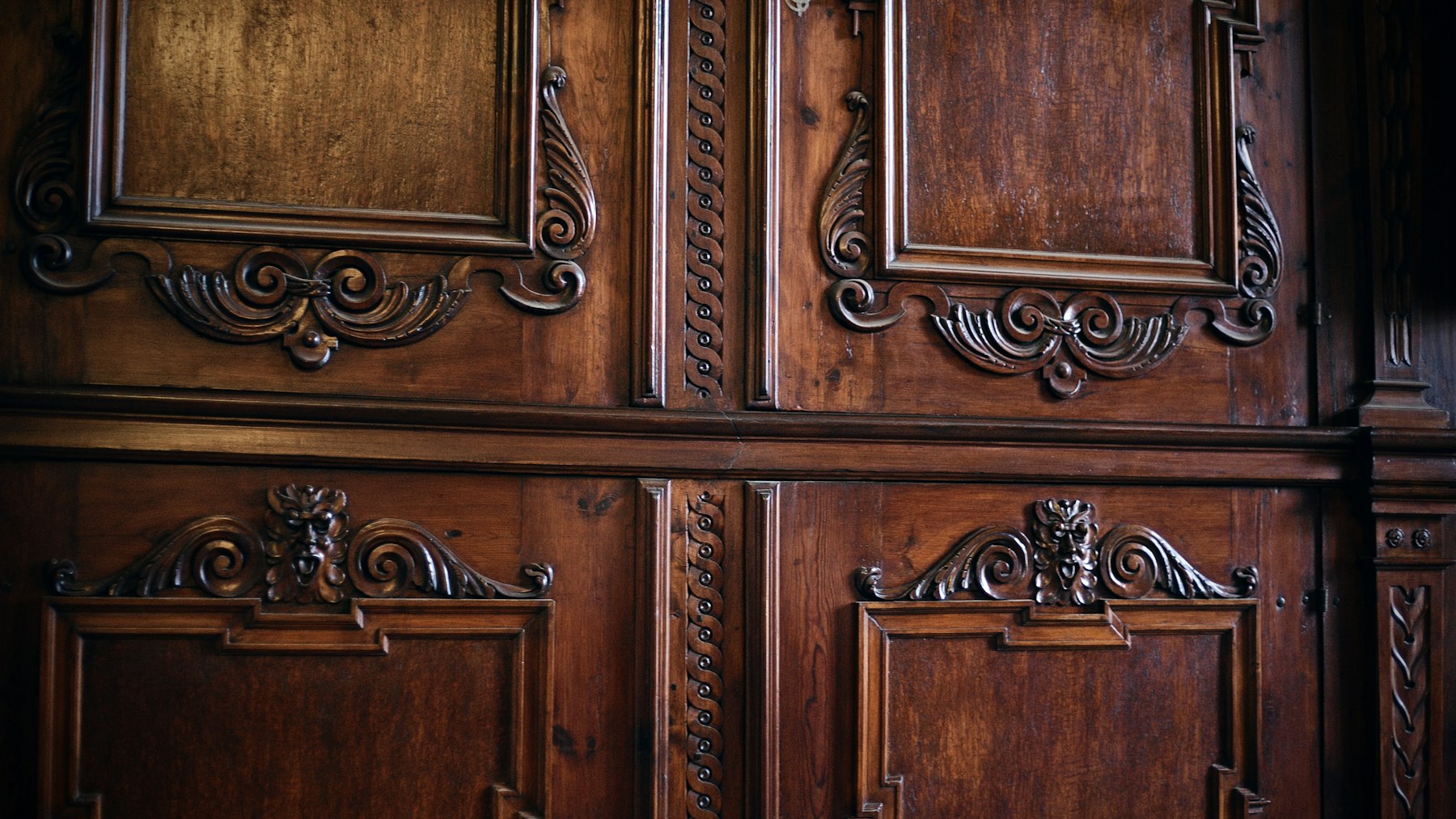 Boiserie sombre aux sculptures fines